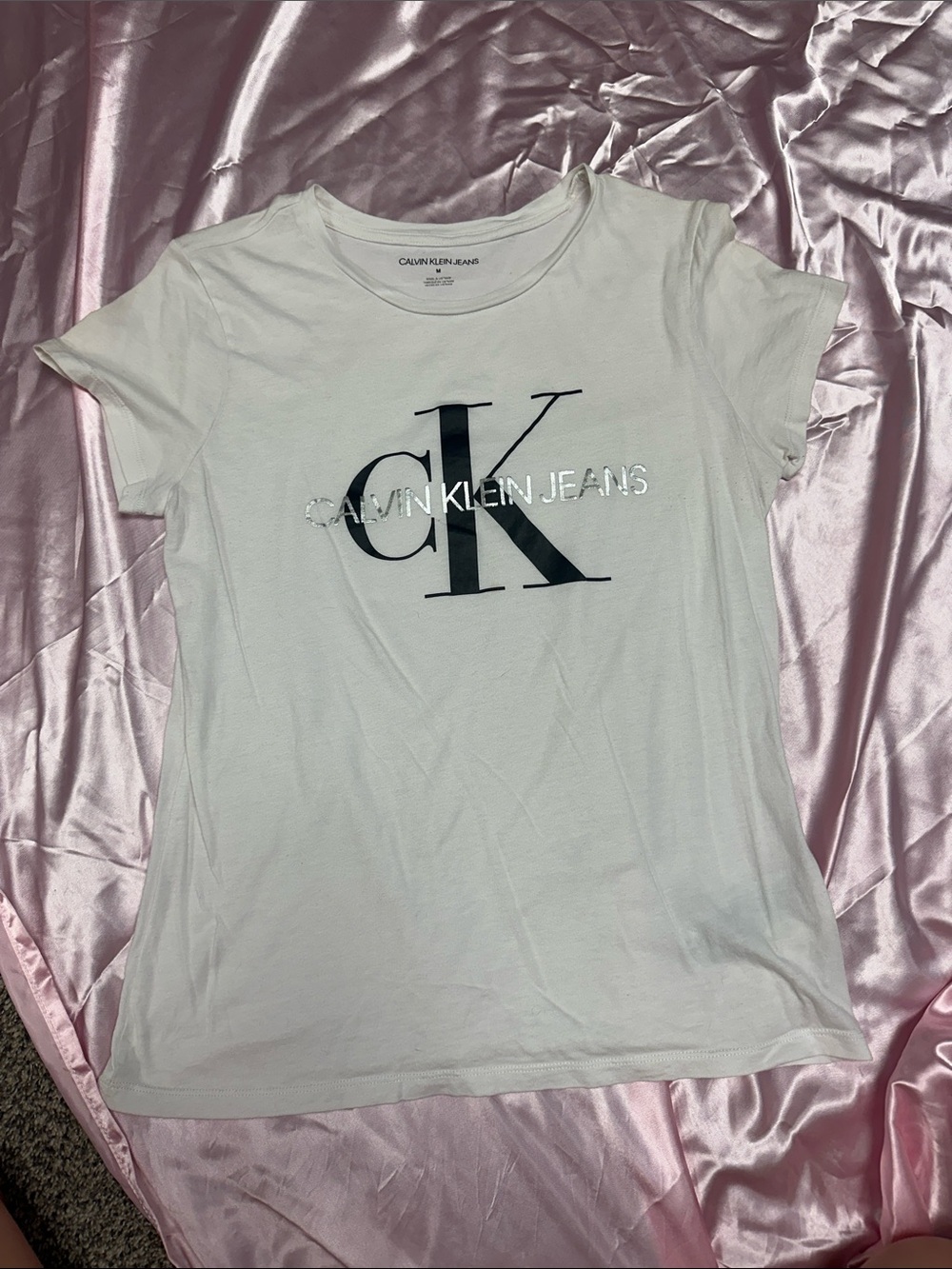 Calvin Klein Jeans White Tee with Black CK Logo